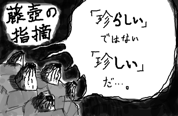 藤壺の指摘。
                【フジツボ達】。「珍らしい」ではない、「珍しい」だ…。